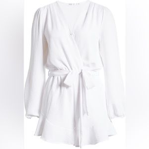 Nordstrom white long sleeve romper with tie waist